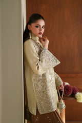 Ethnc | 3 Piece EMBROIDERED SUIT 26 | Pale Yellow E1089
