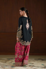 Ethnc | 3 Piece EMBROIDERED SUIT 26 | JET BLACK E1119