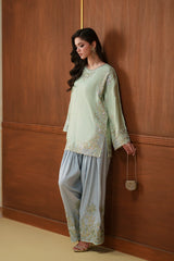 Ethnc | 2 Piece EMBROIDERED SUIT 26 | PASTEL GREEN E1124