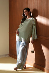 Ethnc | 2 Piece EMBROIDERED SUIT 26 | PASTEL GREEN E1124