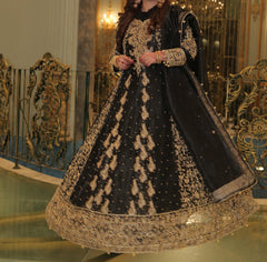 Zayan Clothing | RTW Embroidered Luxury Formal | Black & Gold Dress