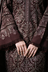 Zaib | CHOCOLATE BROWN LUXURY EMBROIDERED KARANDI 3PCS | Mira I (NEL-26634)
