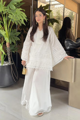 Zeenat Atelier | CHIKANKARI 2-PC SET | PRISTINE WHITE