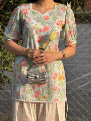 Aroha | Blue bell Corset | Lawn Kurti