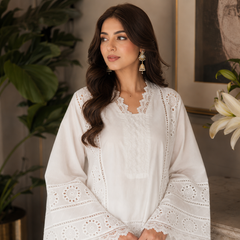 Zeenat Atelier | CHIKANKARI 2-PC SET | PRISTINE WHITE
