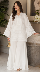 Zeenat Atelier | CHIKANKARI 2-PC SET | PRISTINE WHITE