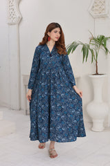 Zayan | Lawn frock | Teal Vine