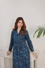 Zayan | Lawn frock | Teal Vine