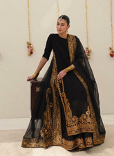 Maharani | Festive-26 Zarshab Black 3 Piece | Embroidered Lawn Suit
