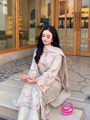 Rivaaj Fashion | RTW Blush Biege | Embroidered Pret Suit