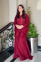 Zeenat Atelier | MAROON CHIKANKARI | 2-PC SET