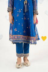 Maria B | 3 Piece Embroidered Organza Suit | MKS-PF26-03-Blue