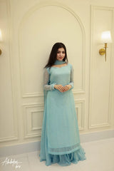 Saad Ibrahim | SOLID SKY BLUE KURTA | SHARARA SET WITH DUPATTA