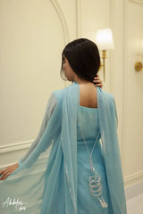 Saad Ibrahim | SOLID SKY BLUE KURTA | SHARARA SET WITH DUPATTA