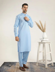 Sky Blue Soft Cotton Kurta Shalwar - Men