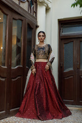 Wahajmkhan | Bahar Begum Formals | BLACK & MAROON BEGUM LEHNGA