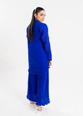 Maria Osama Khan | Claire Pleated Silk | Azure