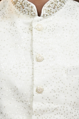 Men Sherwani in Ivory Jacquard with Zari Work
