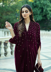 Purple Haze | Velvet Formals | Burgendy Velvet Kaftan