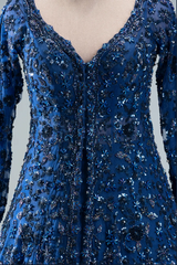 Samyakk | Blue Sequins Embroidered | Indowestern Net Lehenga