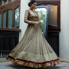 Wahajmkhan | Bahar Begum Formals | IVORY & MAROON BEGUM PESHWAS