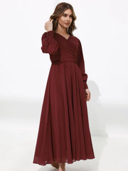Sowears | Gracie Maroon Solid | Long Dress