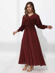 Sowears | Gracie Maroon Solid | Long Dress
