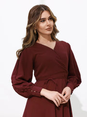 Sowears | Gracie Maroon Solid | Long Dress