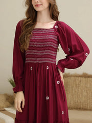 Sowears | Taflen Plum Embroidered | Smoked Dress