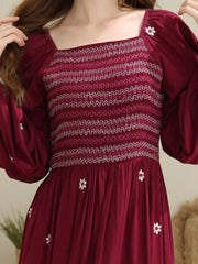Sowears | Taflen Plum Embroidered | Smoked Dress