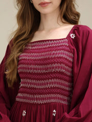 Sowears | Taflen Plum Embroidered | Smoked Dress