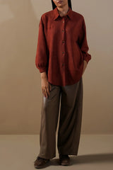 LAMA CUT-HEM SUEDE SHIRT For Women
