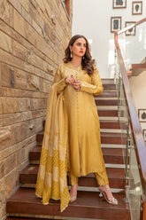 Wahaj M Khan | The Print Story | Yellow Shaded Sheesha Outfit