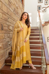 Wahaj M Khan | The Print Story | Yellow Shaded Sheesha Outfit