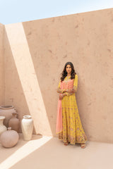 Wahaj M Khan | The Print Story | Yellow Printed TPS Anarkali