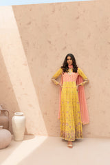 Wahaj M Khan | The Print Story | Yellow Printed TPS Anarkali