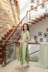 Wahaj M Khan | The Print Story | Sage Green Shaded Outfit
