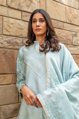 Wahaj M Khan | The Print Story | Grey Blue Sheesha Outfit