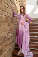 Wahaj M Khan | The Print Story | Purple Shaded Sheesha Outfit