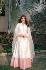 Wahaj M Khan | Pari Collection | Ivory Rawsilk Anarkali