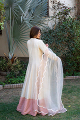 Wahaj M Khan | Pari Collection | Ivory Rawsilk Anarkali