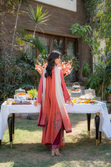 Wahaj M Khan | Pari Collection | Rust Maroon Kaftan Pari Outfit
