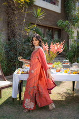 Wahaj M Khan | Pari Collection | Rust Maroon Kaftan Pari Outfit