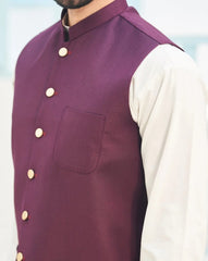 Burgundy Suiting Waistcoat - Round Cut - Men