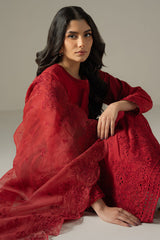 Cross Stitch | Chikankari Lawn 25 | CARMINE GRIS