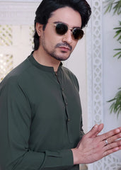 (3 Piece) - Basil Green Suit with Matching Waistcoat