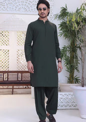 (3 Piece) - Basil Green Suit with Matching Waistcoat