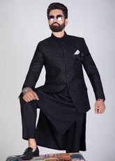 MENS BLACK EMBROIDED PRINCE COAT YSP25 - Yes the instyle