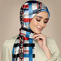 Chinese Knotwork Silk Hijab - Black Wolf