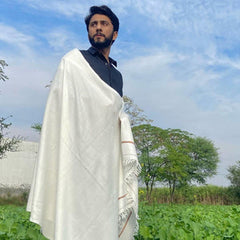 Kamaal Khan Swati Dhussa Shawl - White